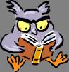 Wise owl studying a book of knowledge or philosophy